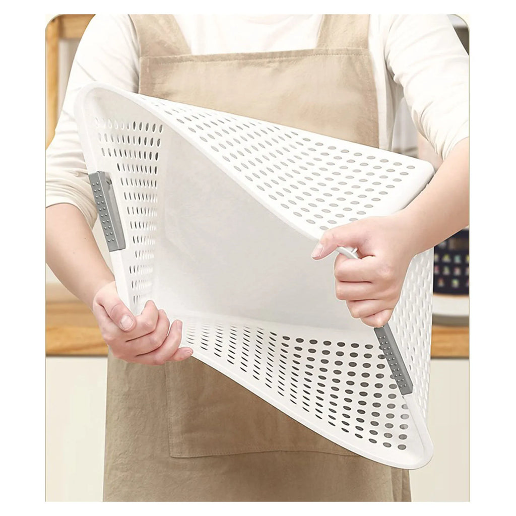 Storage Bin Plastic Basket Desktop Snack Toy Organizer Storage Box with Handle for Pantry Kitchen Bathroom Cabinet Qme