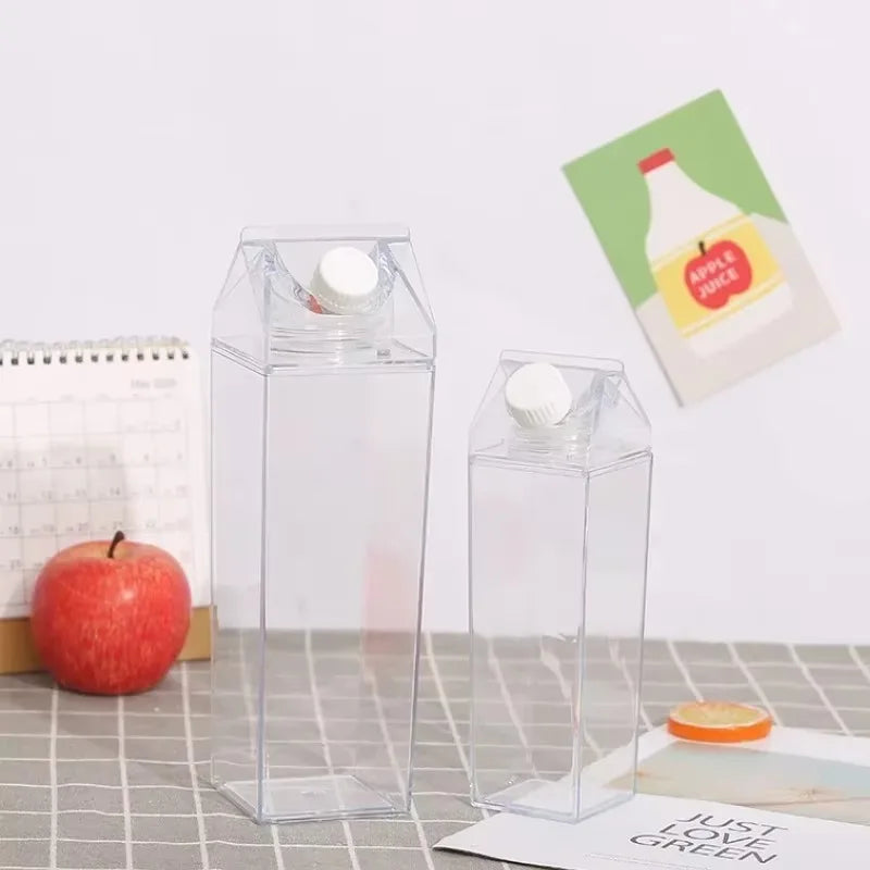 500/1000ml Plastic Clear Convenience Bottle New Reusable Juice Transparent Sport Leakproof Cup Box Milk Drinking Water Home Qme