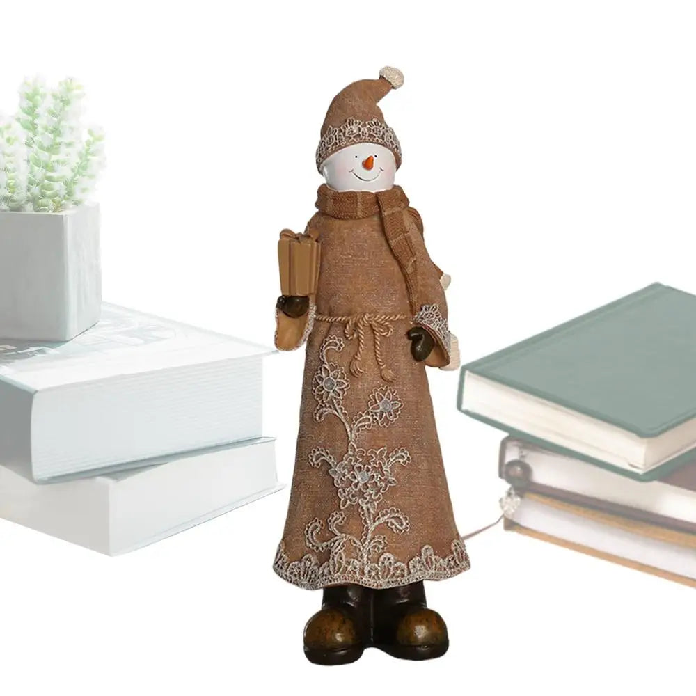 Snowman Resin Figurines Classic Imitation Linen Sculpture Handmade Qme 03 China Mainland