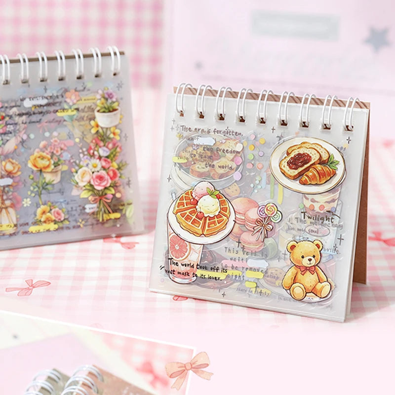Vintage Cute Pre-Cut Food & Floral Sticker Book, Decor Stickers for Junk Journals, Phone Cases & Photo Albums Qme