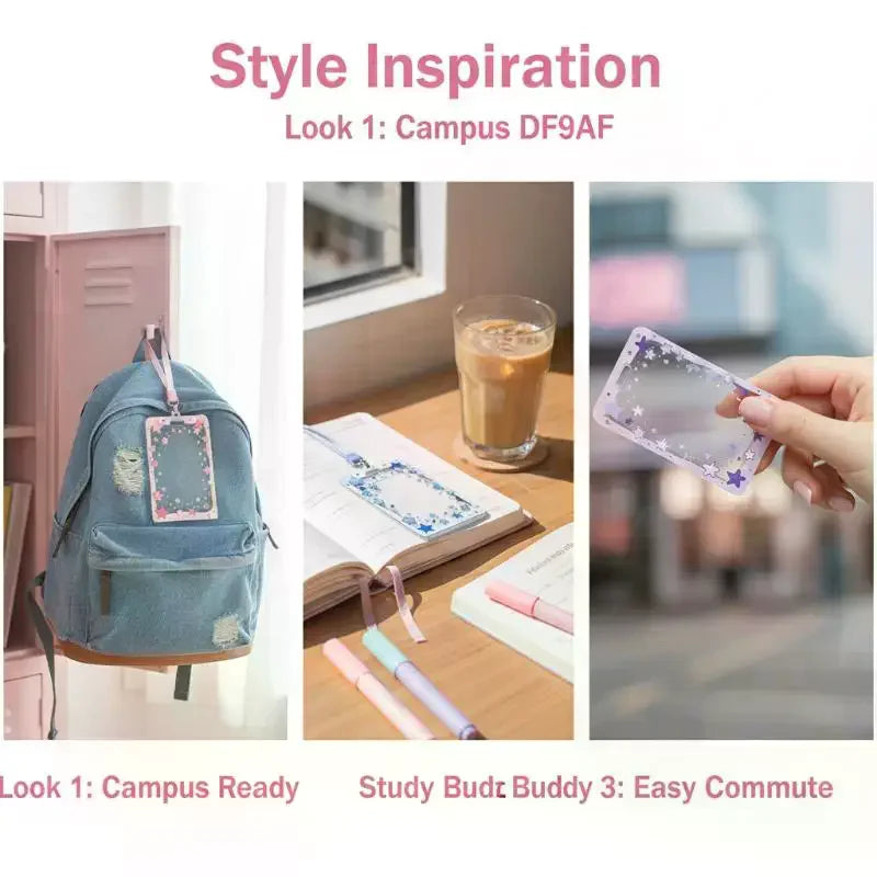 Star Sliding Cover Card Holder Transparent Portable ID Protector Kpop Qme