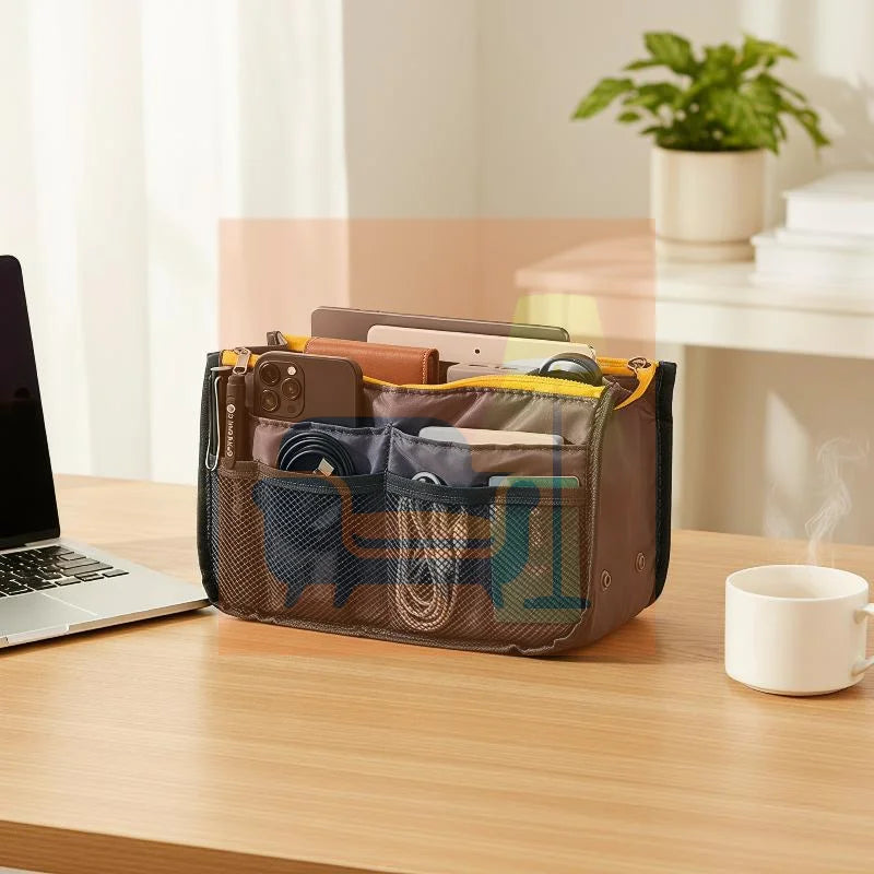 Multifunctional Bi-fold Storage Bag Double Zipper Large Capacity Storage Arrangement Makeup Toiletries Classification Bag Qme
