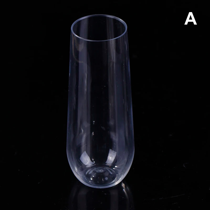 9 Plastic Champagne Flutes Stemless Glasses Toasting Drinkware Party Qme A