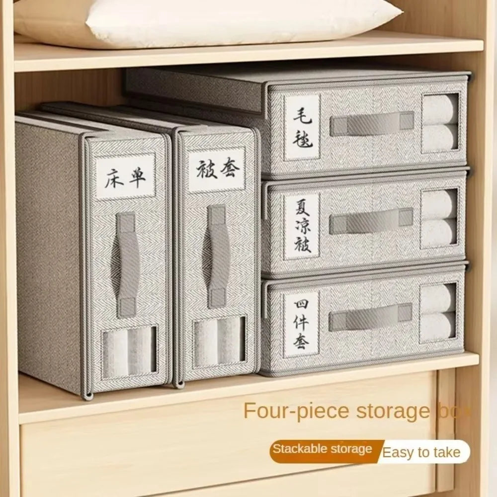 Creative Bed Sheet Storage Box Clothing Fabric 4-piece Organizer Qme