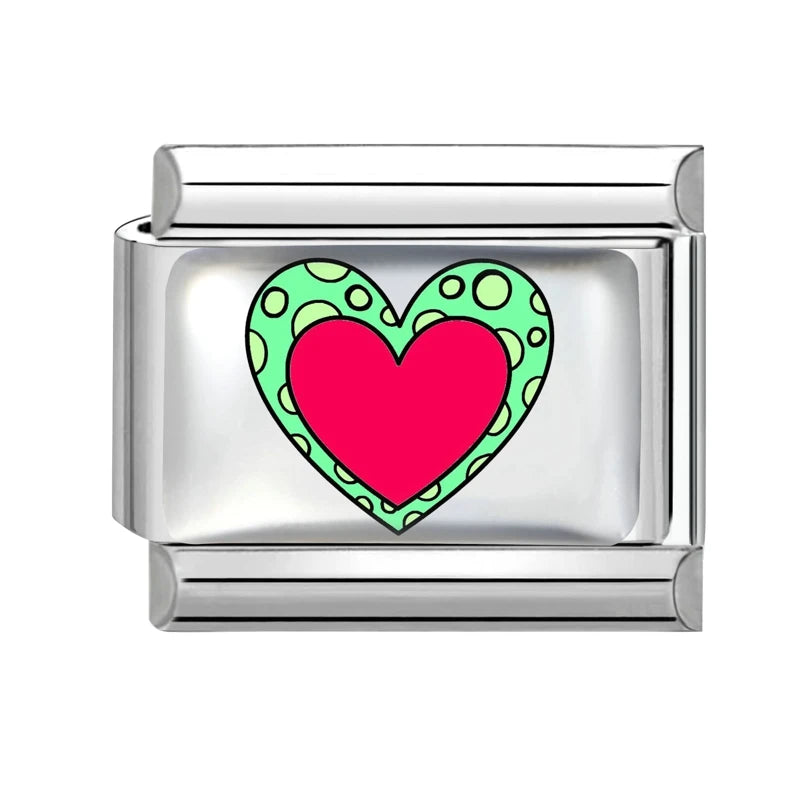 New Y2K Red Series Colorful Love Heart Gift Sun Star Italian Charm Link fit 9mm Stainless Steel Jewelry DIY Making Bracelet Gift Qme Style 15