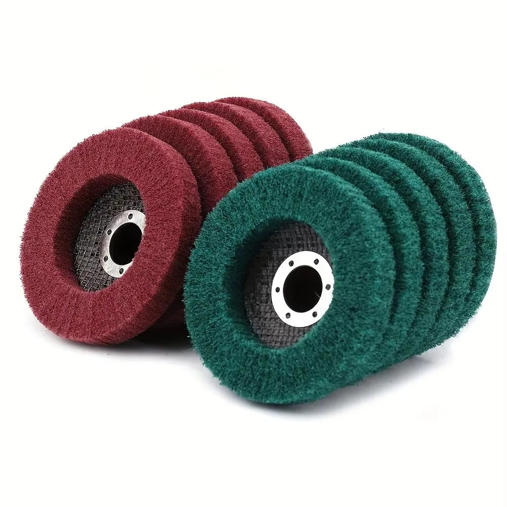 5PCS 100Mm nylon fiber clamshell polishing wheel 4 inch non-woven grinding wheel metal wood rotary angle grinder grinding wheel Qme
