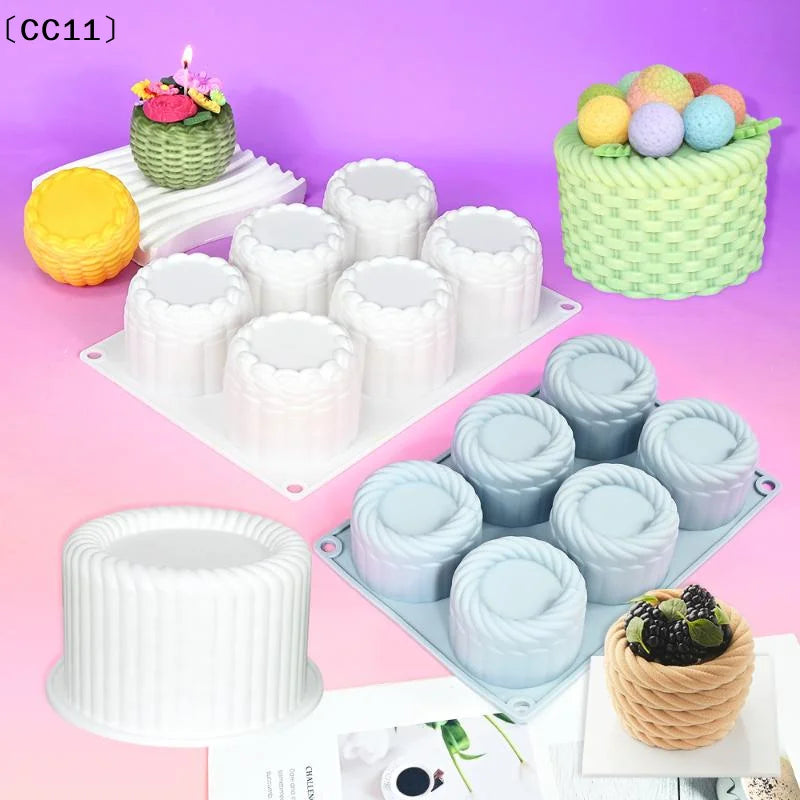 1 6 Cavity Woven Flower Basket Design French Mousse Cake Mould Qme