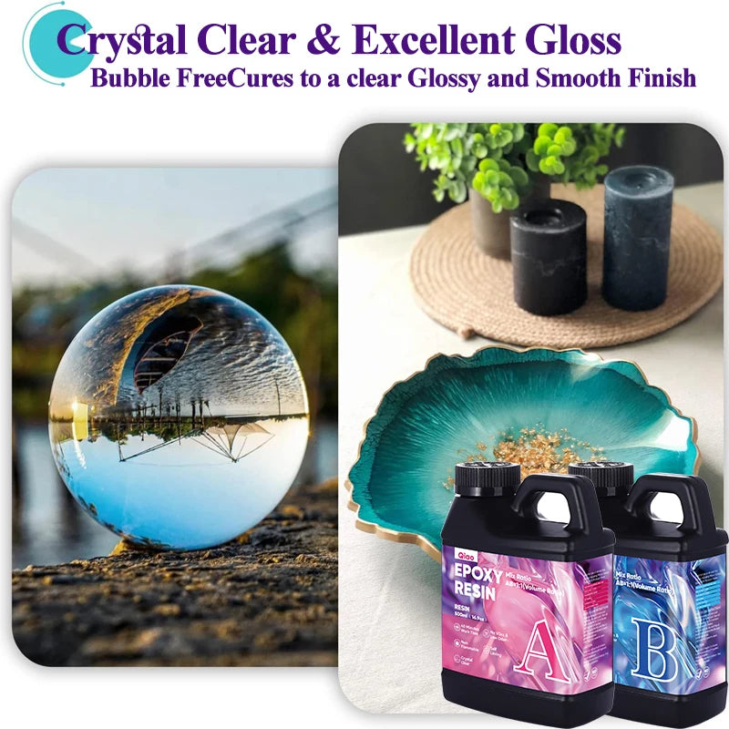 Clear Casting Epoxy Resin Kit – 1:1 Mix, Quick Cure Epoxy Resin Ideal for Jewelry, Resin Art DIY, River Tables & Home Decor DIY Qme
