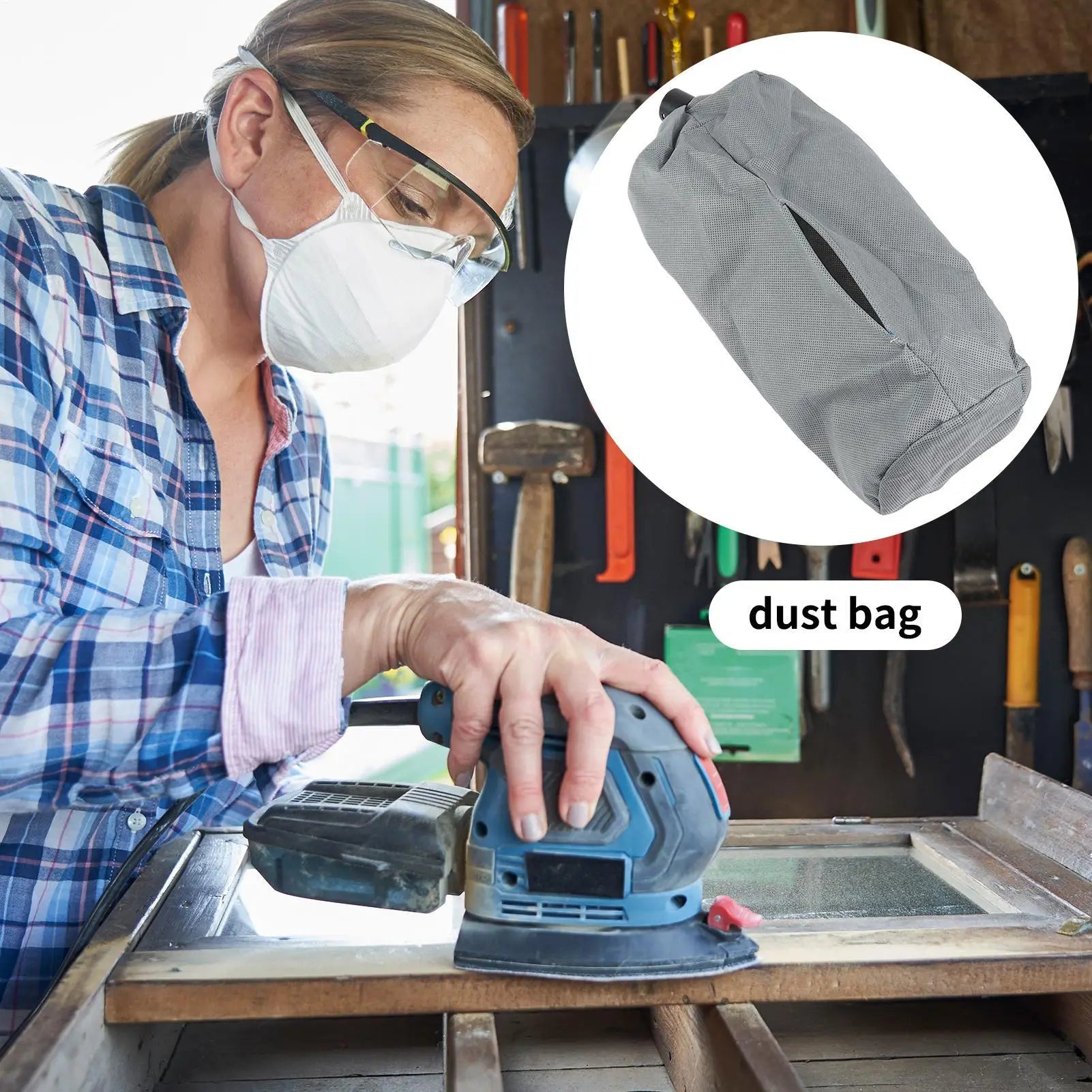 Dust Bag for Miter Saw Replacement Part Drywall Sander Dust Collection Bag for Home Renovation Construction Site Workshop Qme
