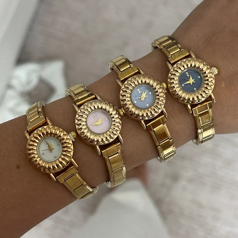 New 1PC High Quality Women's Stainless Steel Round Stereoscopic Watch Bracelet Bangle For Friend Wife Birthday Gift DIY Jewelry Qme