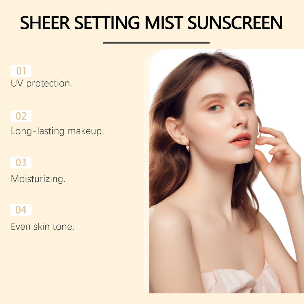 Spf 50+ Makeup Setting Spray Oil Control Natural Refreshing Waterproof Lasting Makeup Fixer Sun Protection Face Mist Cosmetics Qme