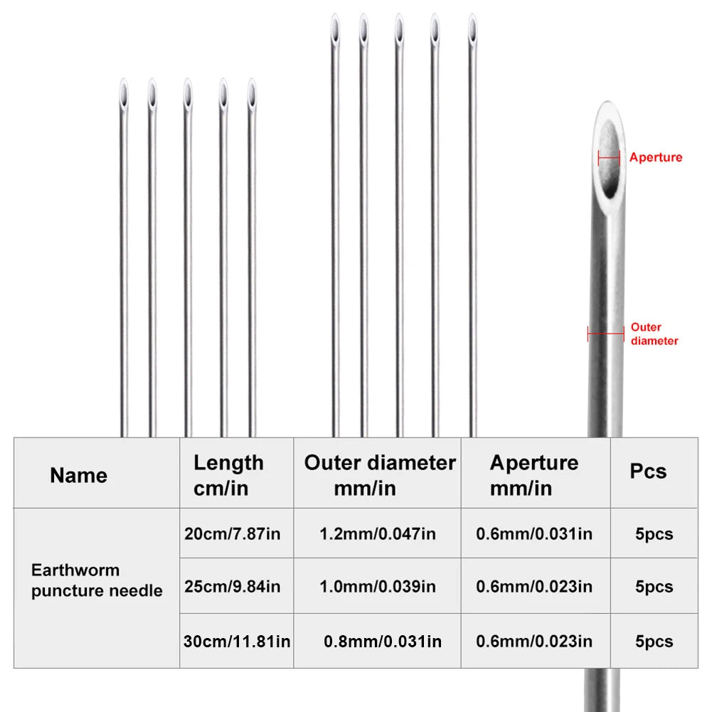 5Pcs Earthworm Hooking Needle Worm Baiting Needle Easy To Use Worm Fishing Needle Hollow Earthworm Hook Needle Fishing Tackles Qme