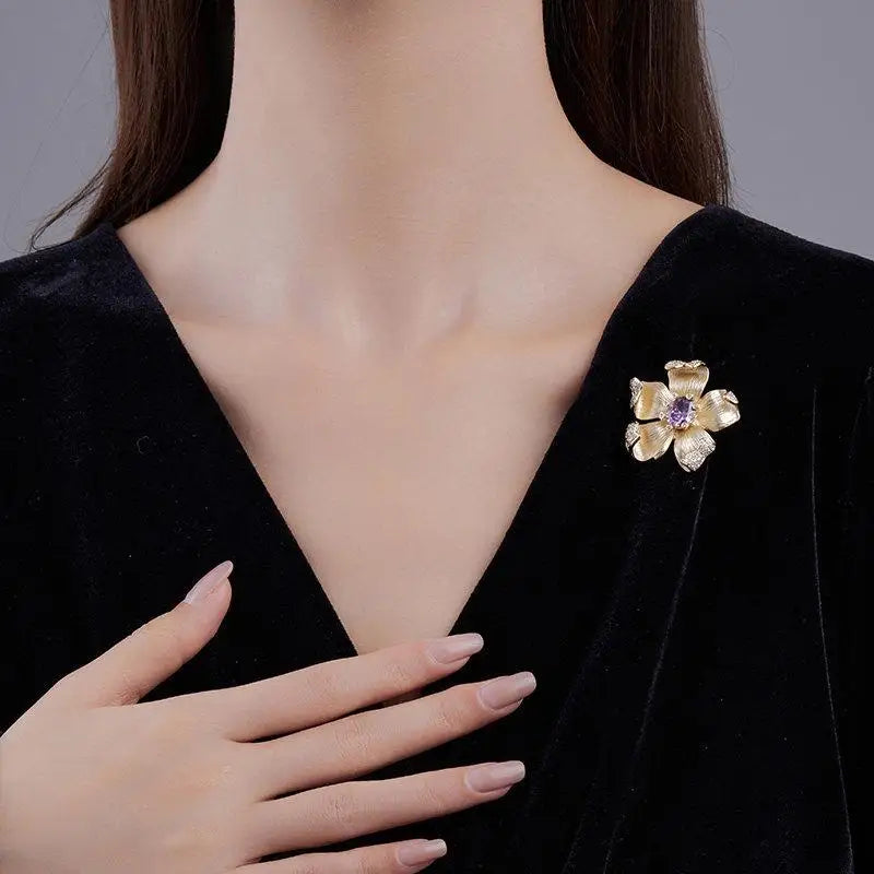 European And American Fashion Retro Alloy Flower Set With Pearl Brooch Chest Flower Qme Default Title