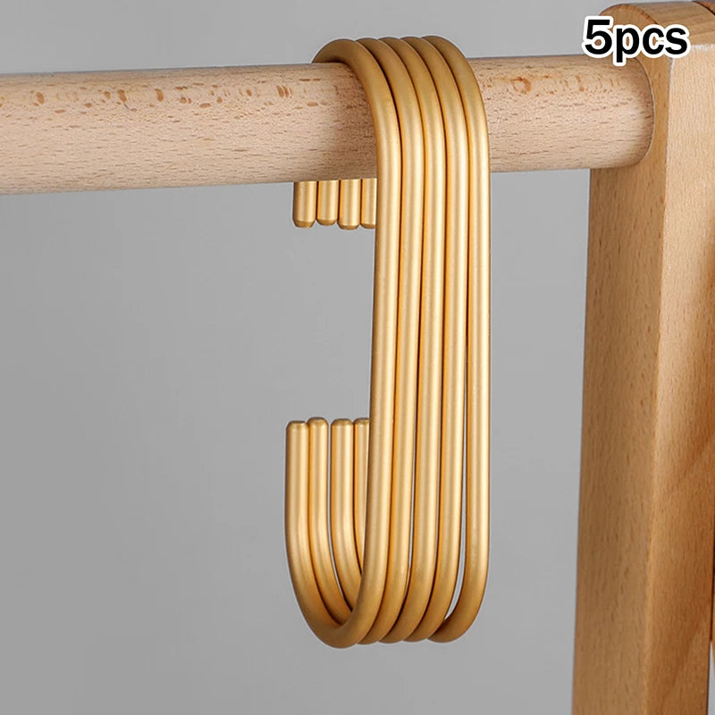 Clothes Bags Hats Closet Organizer System C Shape Hooks Gold Silver Qme B