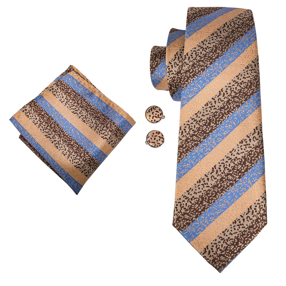 Hi-Tie Fashion 8.5cm Blue texture Men's Elegant Tie Handkerchief Cufflinks Set Wedding Party Accessories Gift for Men Gravats Qme n-3070