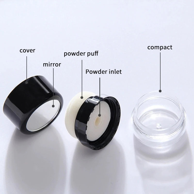 Travel Portable Loose Powder Compact Mirror Mushroom Sponge Puff Qme