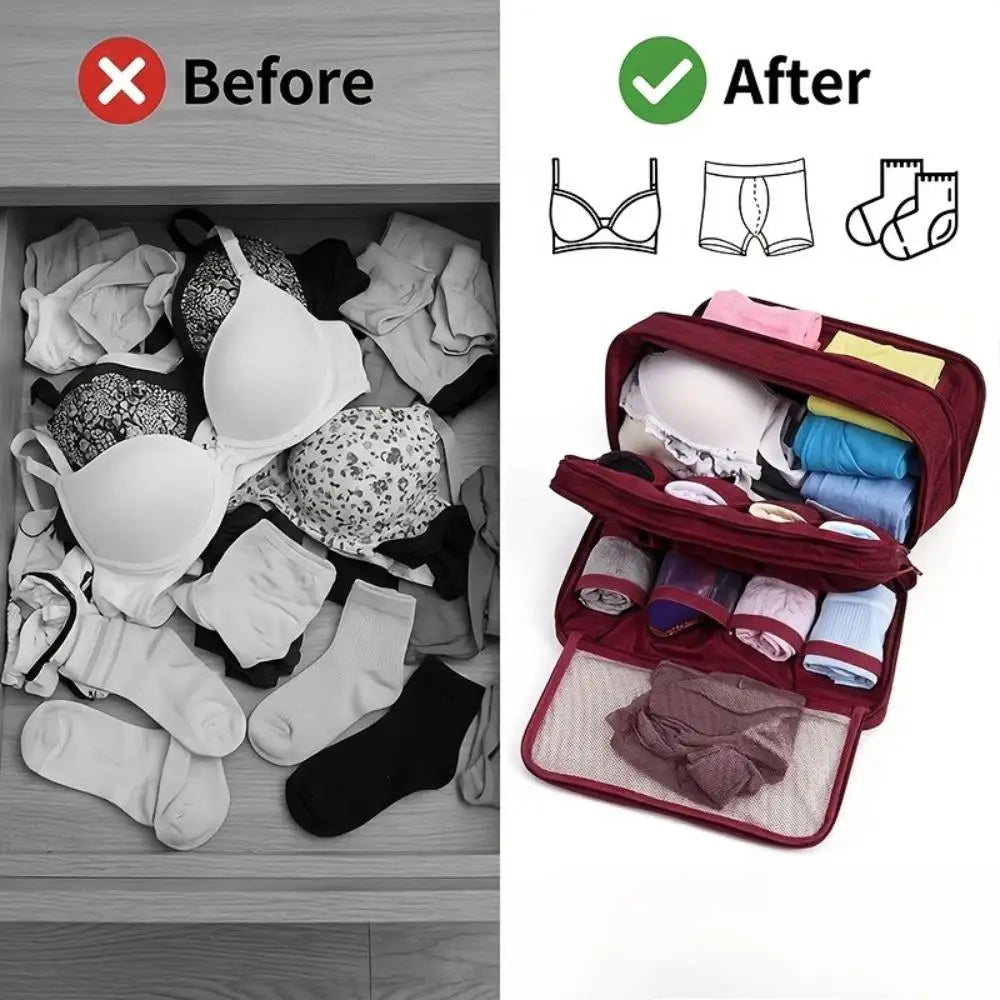 Portable Travel Multi-function Storage Cube Bag Underwear Bra Socks Qme