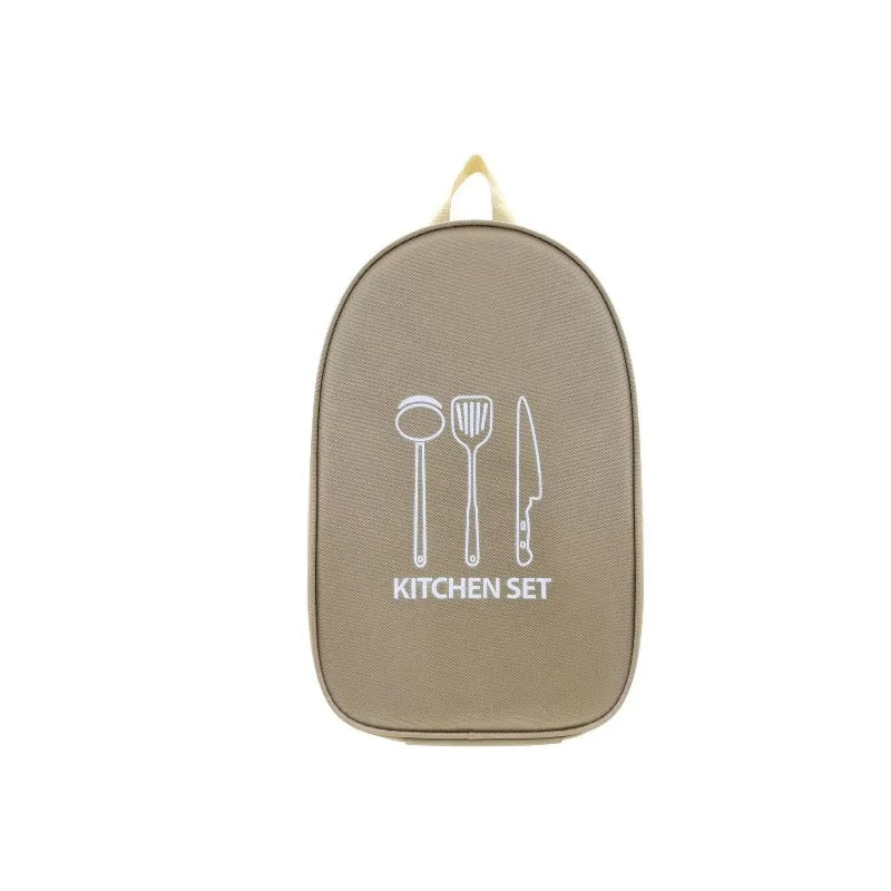 Camping Travel Cooking Utensils Organizer Bag Portable Pouch BBQ Camp Qme khaki