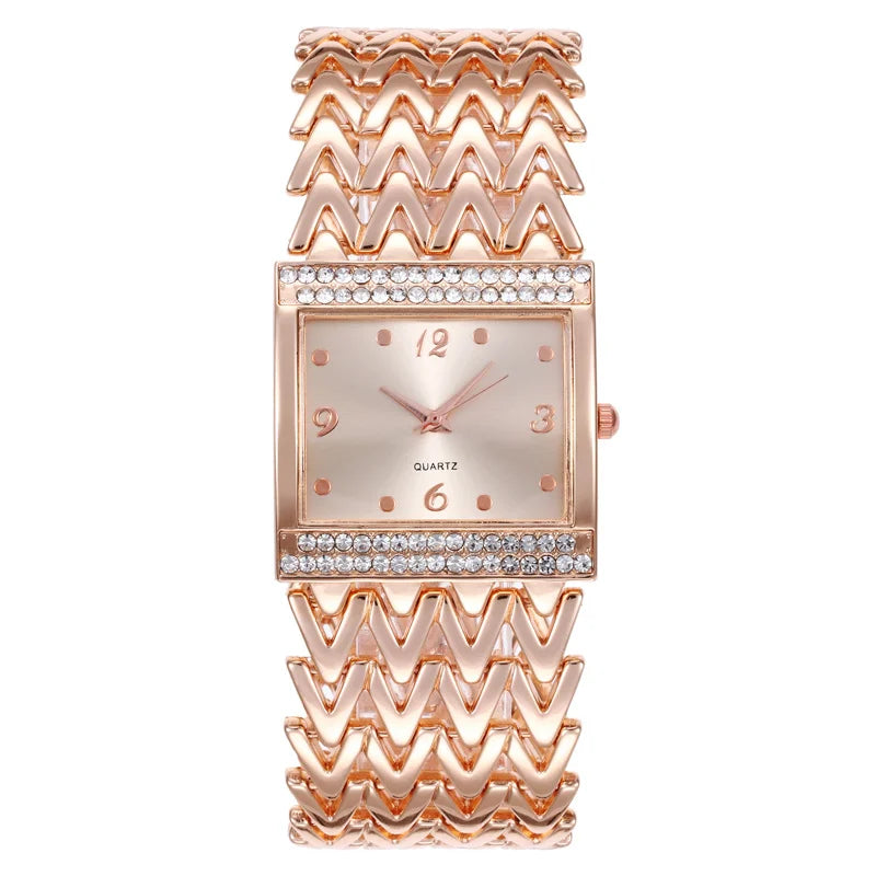 Fashion Luxury Bracelet Watches For Women Stylish Golden Silver Stainless Strap Ladies Quartz Wristwatch Clock Casual Qme Rose Golden