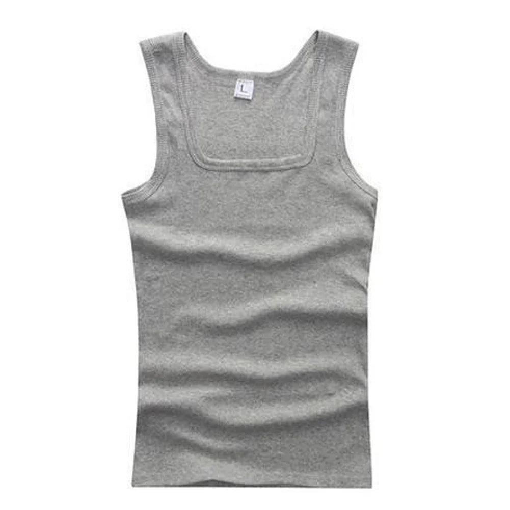 Men Solid Tank Top Breathable Sport Vest Quick-drying Keep Fit Shirt Sleeveless Square Neck T-shirt Running Fitness Clothing Qme GY M