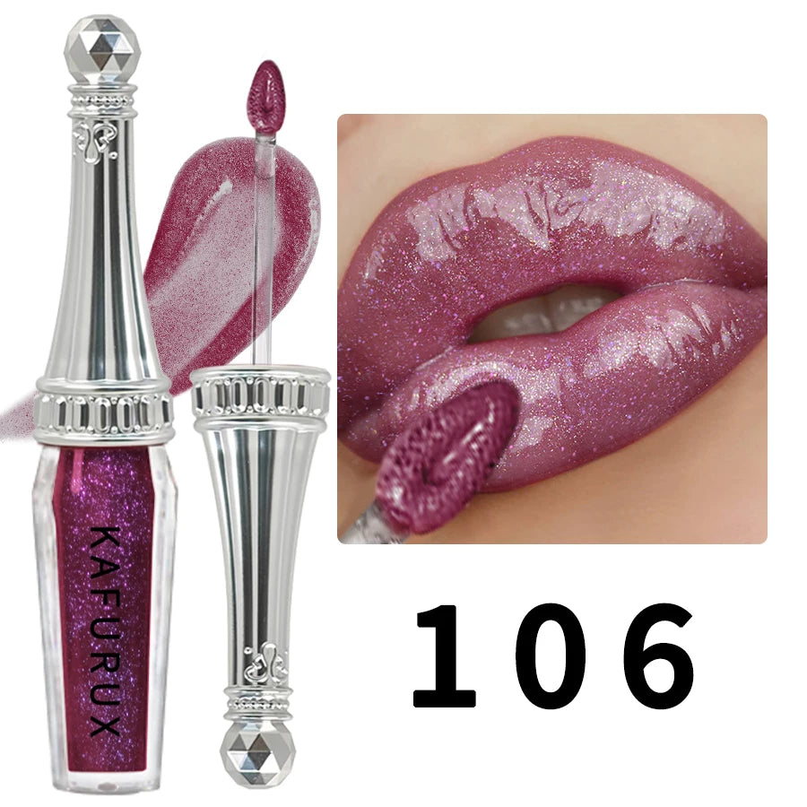 6 Colors Glitter Liquid Lipsticks Shimmer Shiny Lipgloss Pearlescent Qme 106