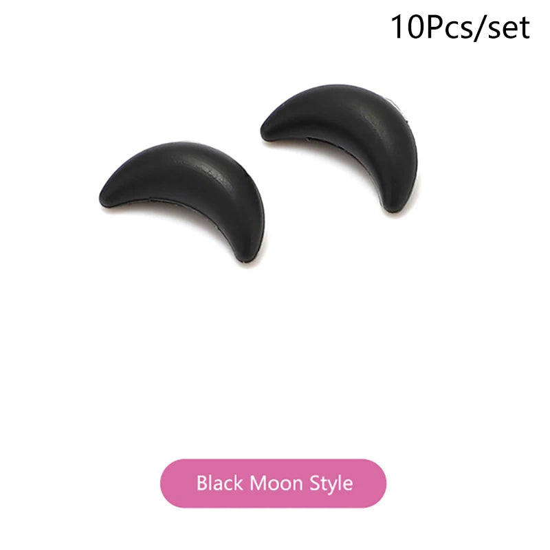 5 Pairs Anti Slip Ear Hook Silicone Star Moon Eyeglass Eyewear Qme Moon Black
