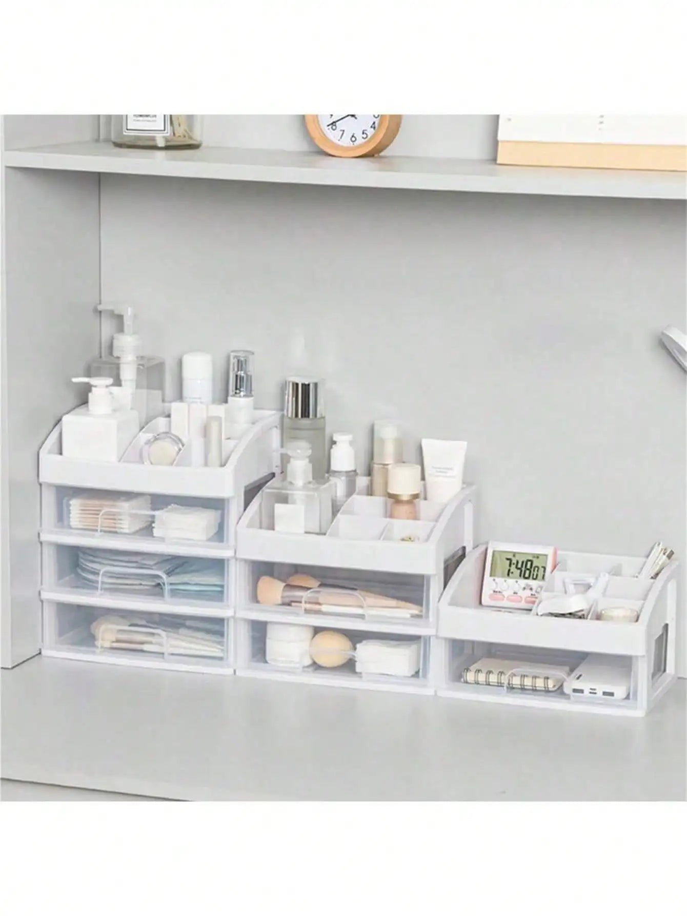 Multifunctional Transparent Plastic Desktop Storage Box Dust-proof Qme