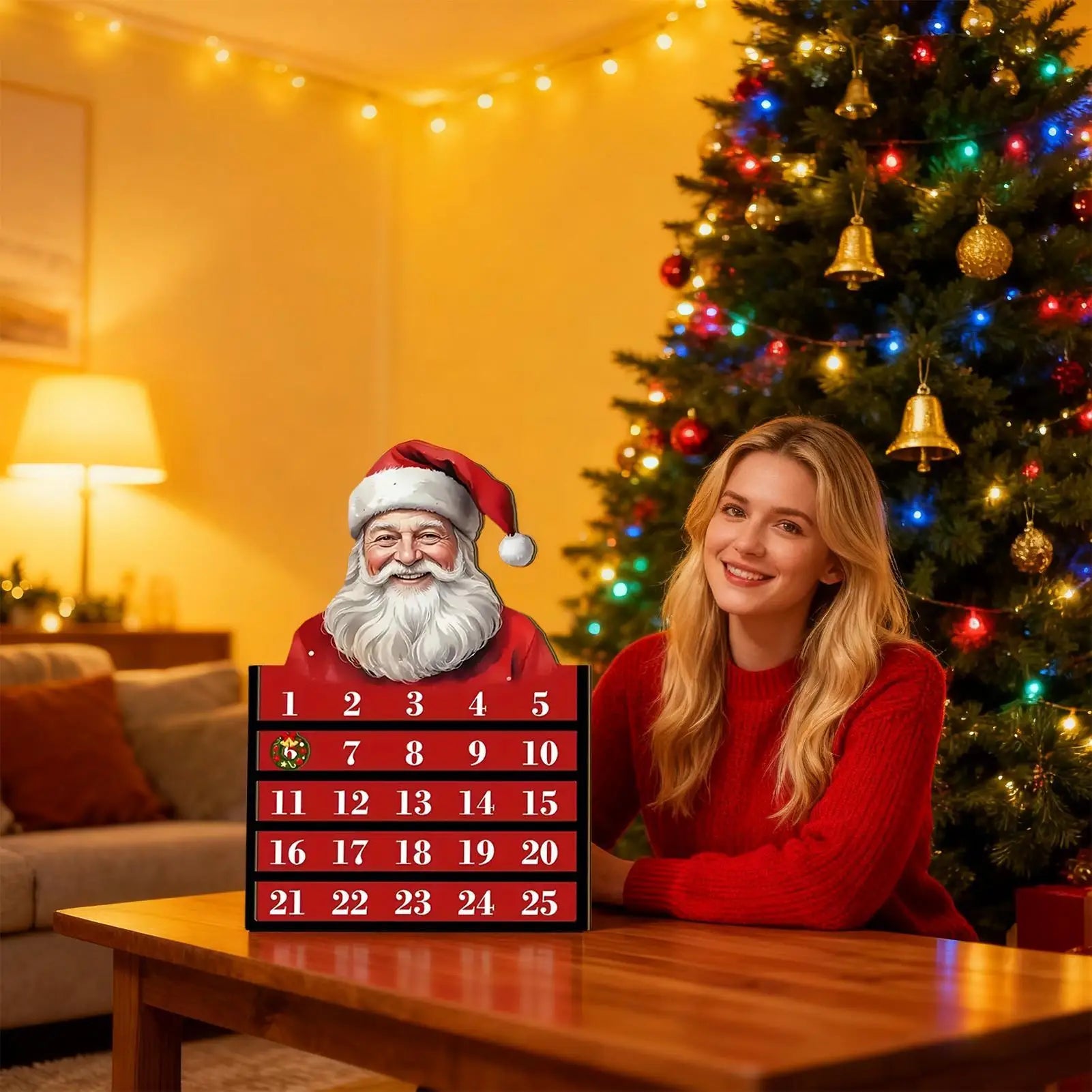 Wooden Christmas Countdown Calendar 24 Day Toy Display Decor Vacation Qme