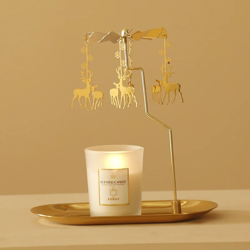Tray Rotating Candlestick Scented Candle Romantic Walk Horse Lamp European Windmill Creative Swing Birthday Wedding Gift Qme