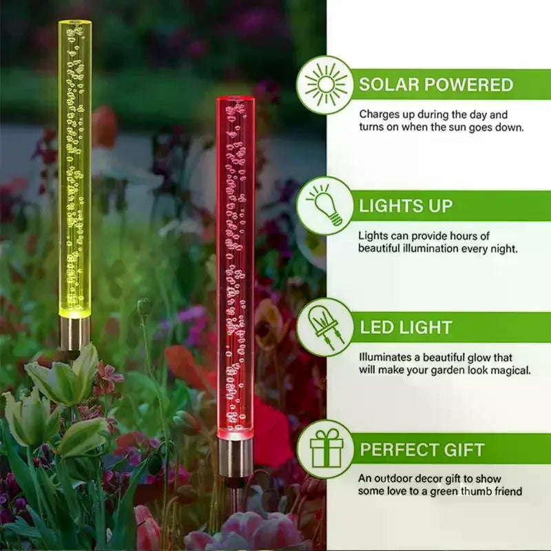 Solar Bubble Bar Garden Light Outdoor Changing Landscape Path Terrace Qme
