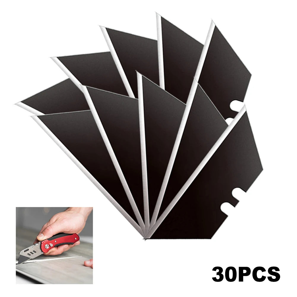 30Pcs Set Trapezoidal Blade Replacement Blade Art Craft Cutter Tool Multifunction For Home School HandCraft Paper Box Cutting Qme Black