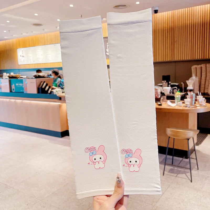 Hello Kitty Kuromi Sun Protection Arm Sleeves Breathable Cooling Arm Sleeves for Students UV-Protective Puff Sleeves Qme 2
