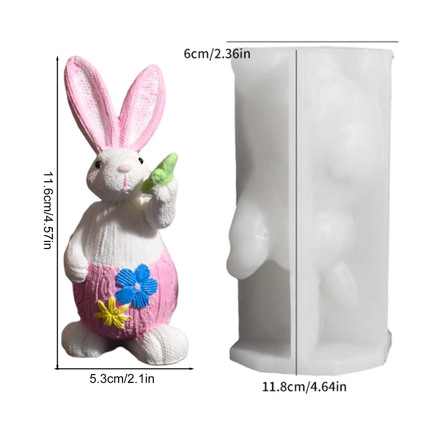 Easter Bunny Mold 3D Plaster Ornaments Craft Making Holiday Wedding Qme