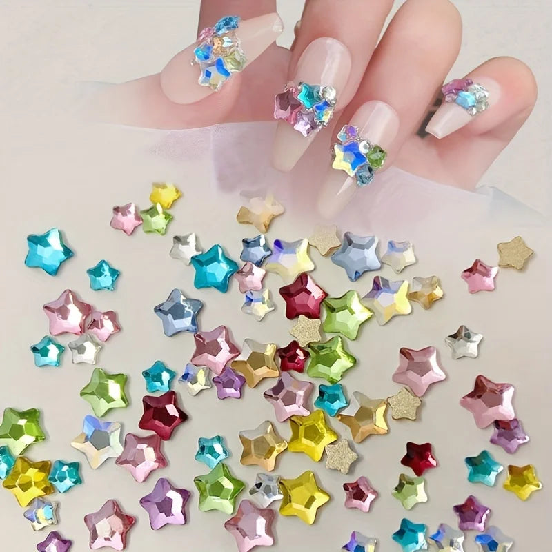 Colorful Little Star Flatback Rhinestones Crystal Nail Charms Art Qme