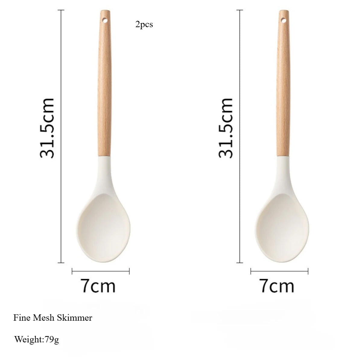 2/12Pcs White Silicone Kitchen Utensils Set with Wooden Handle,Cookware Spatula, Heat Resistant Non-stick Kitchen Cooking Tools Qme FMS-2pcs