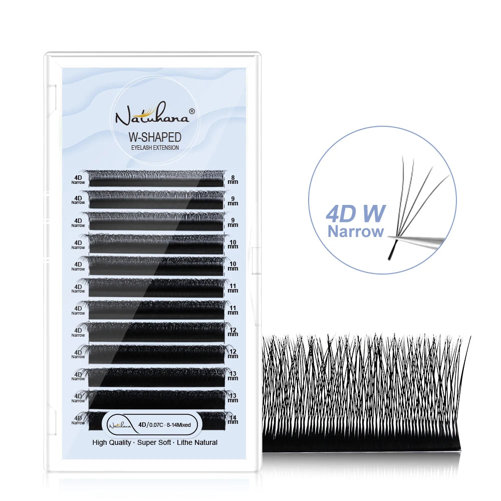 NATUHANA Narrow W-shaped 3D 4D 5D Eyelash Extensions Faux Mink Volume Qme