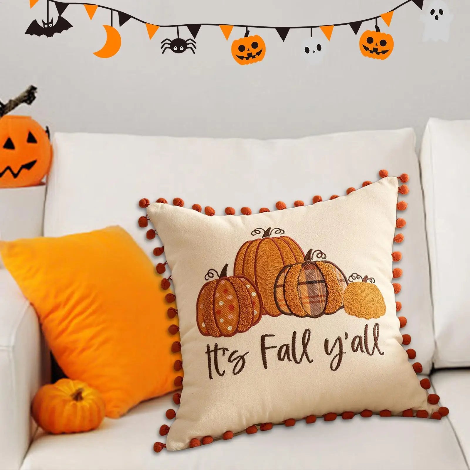Fall Pumpkin Pillow Covers Cases Thanksgiving Decor 18x18 Inch Qme
