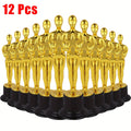1 3 6 Golden Trophy Statuettes Plastic Oscar Award Trophies Party Qme 12pcs