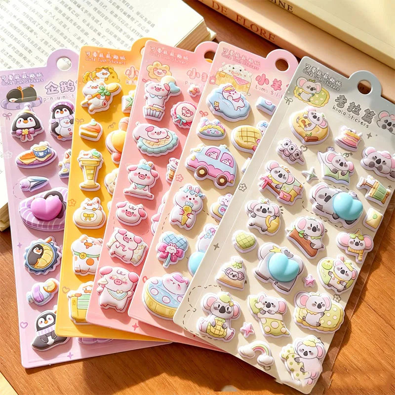 Cute Peach Squishy Foam Stickers, 3D Irregular Animal Puffy Decals for DIY Water Cup & Phone Case Decoration Qme