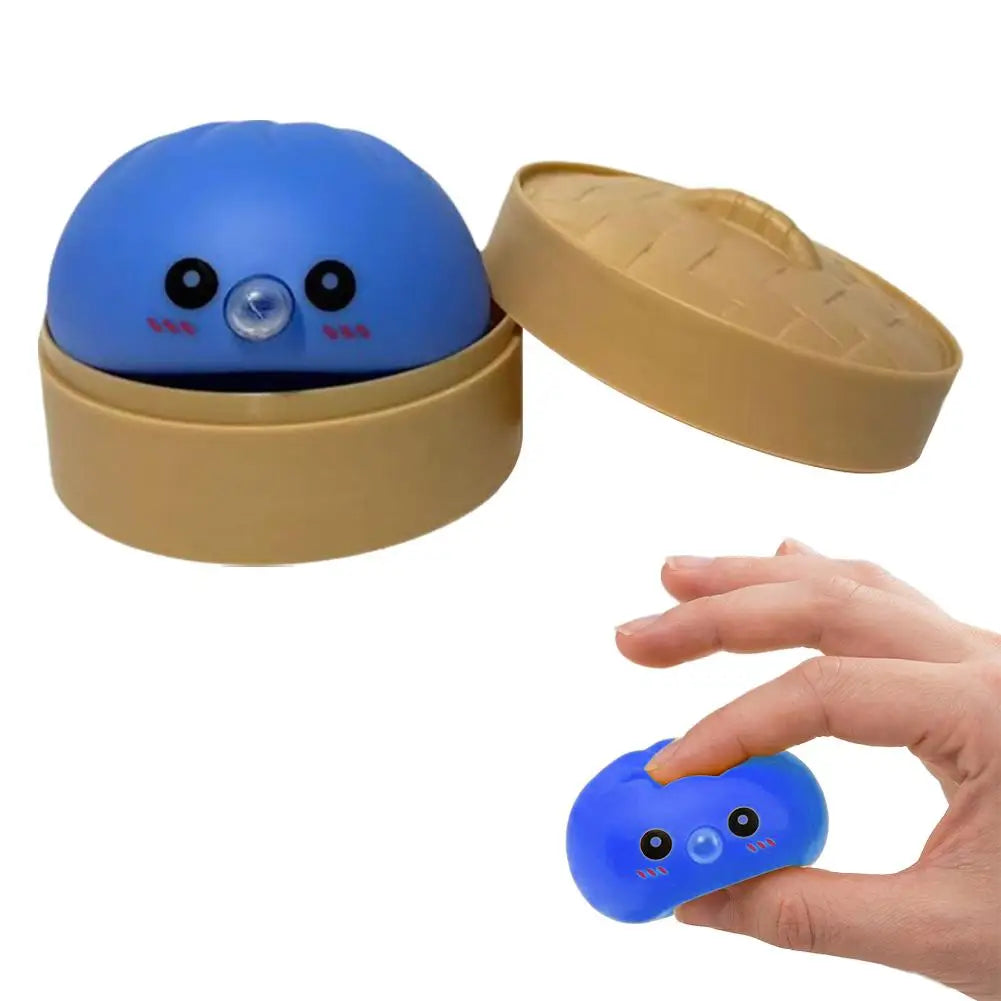 Baozi Decompress Toy Squishy Dumpling Steamer Bun Ornament Slow Qme Blue