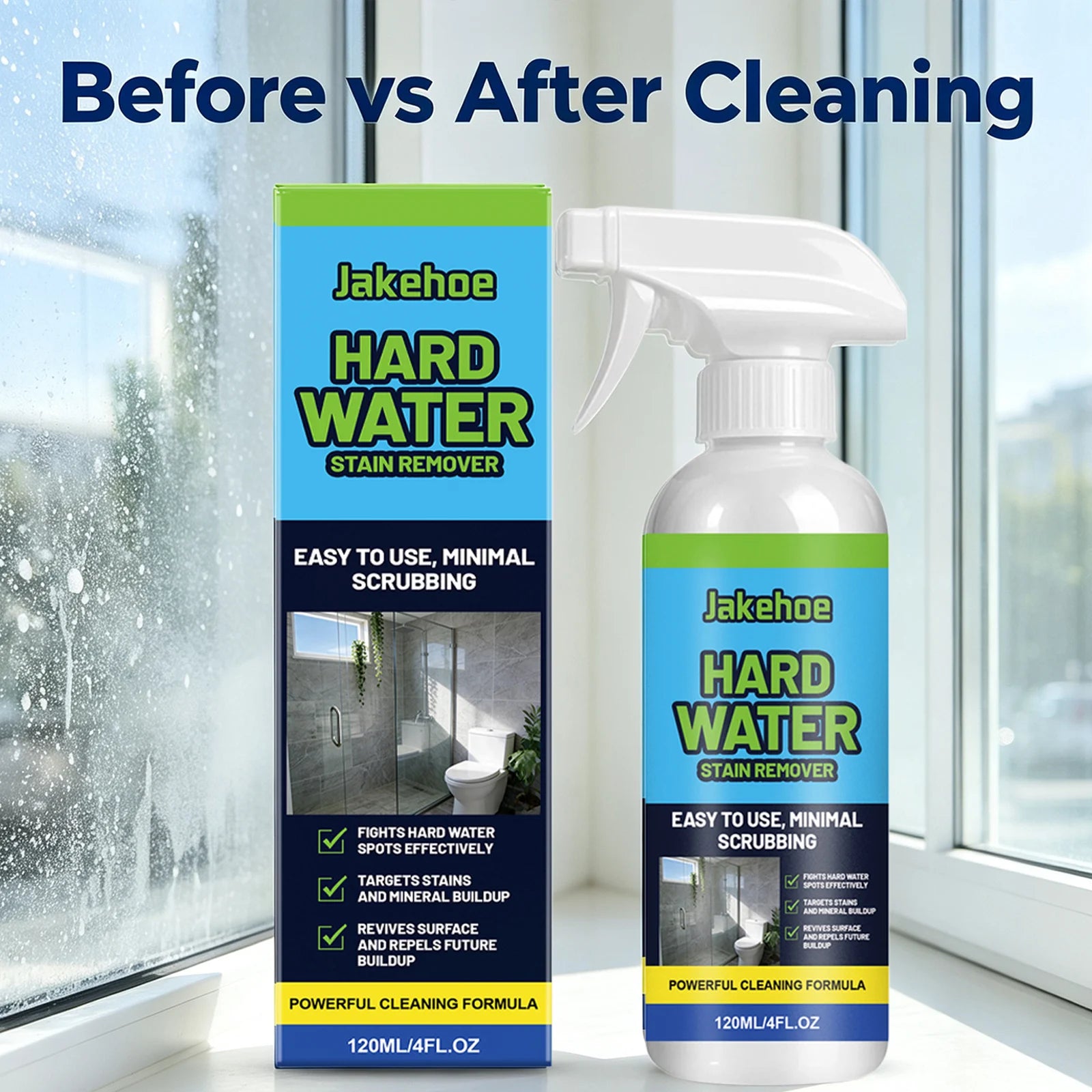 Scale Cleaning Spray Dissolve Limescale Water Spots & Mineral Buildup Remove Yellow Restore Glass Luster Household Glass Cleaner Qme