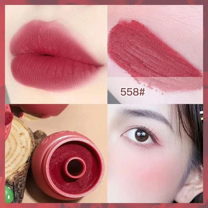 Matte Lipstick Berry Wine Soft Velvet Lip Mud Korean Makeup Solid Lip Gloss Non Stick Cup Lasting Moisturizing Light Lip Tint Qme style3-558