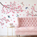 Large Cherry Blossom Wall Stickers Pink Flowers Tree Branch Birds Qme 2Pcs Cherry Blossom