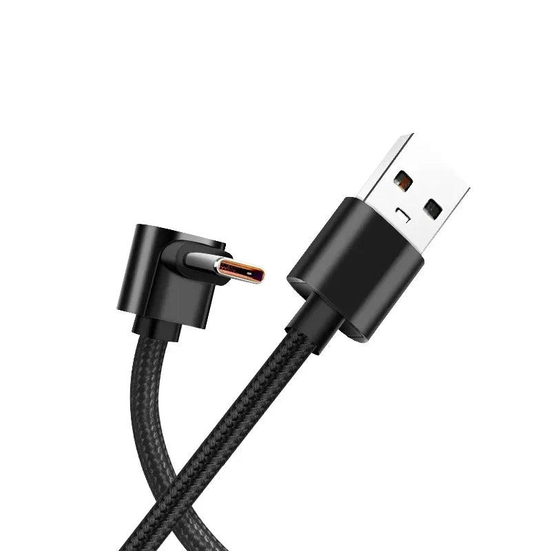 90 Degrees Braid 0.25m/0.5m/1m/2m Quick Charger Elbow USB A to Type C Cord PD Cable For iPhone Samsung Xiaomi Charging Cord Wire Qme