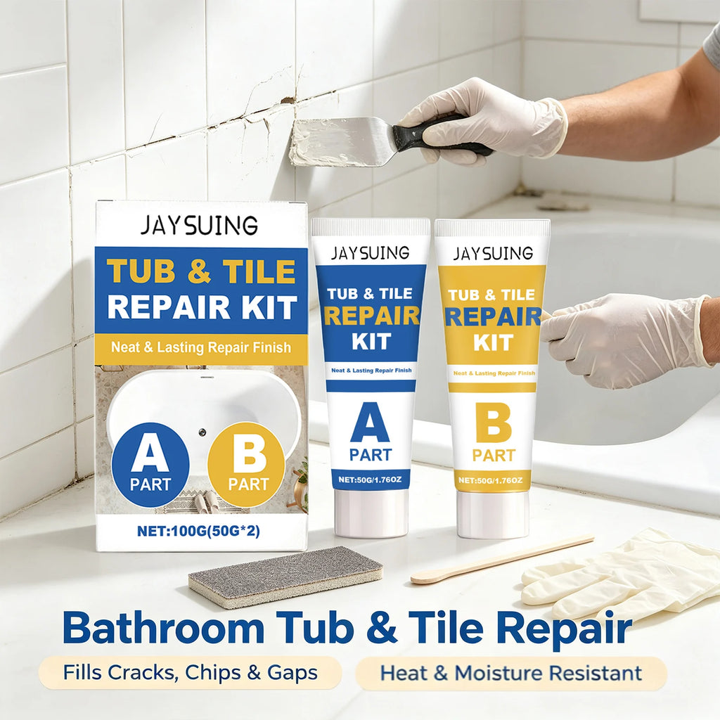 Tub & Tile Repair Kit Repair Damaged Tile Bathtub Fill Cracks Waterproof Stain-Resistant Ceramic Marble Crack Filler Sealing Set Qme