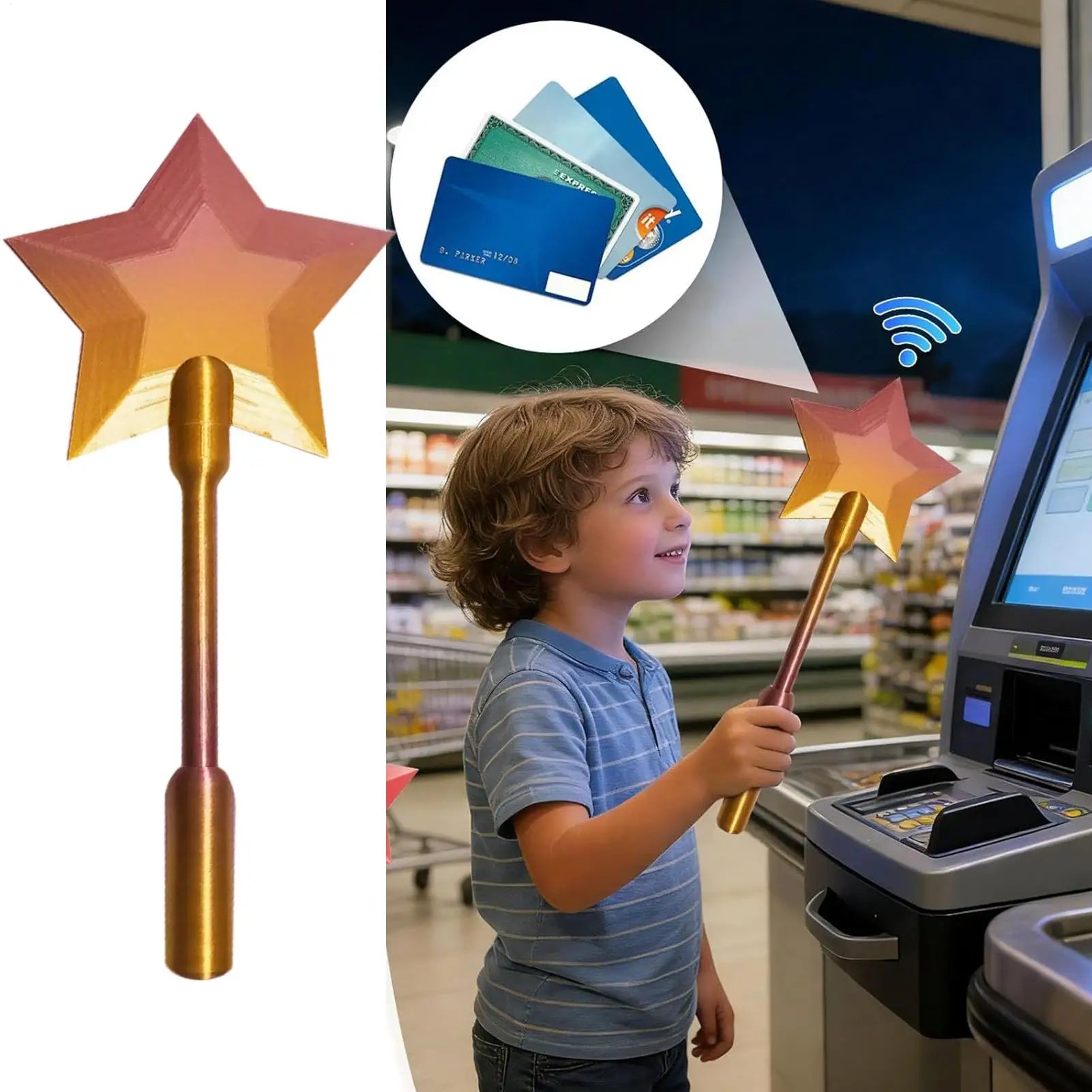 Credit Card Wand 3D Printed Payment Stick Contactless Holder Kids Qme