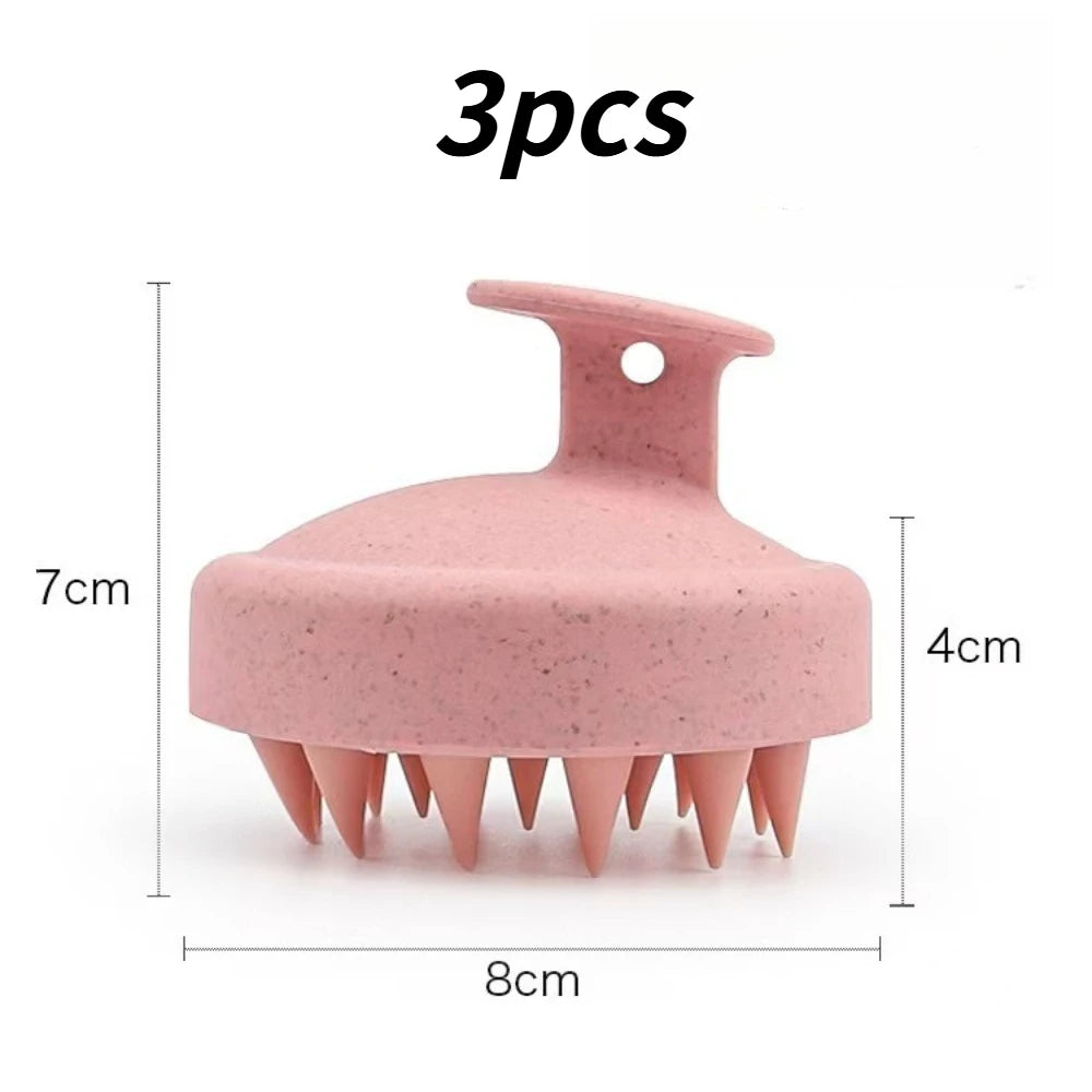 1/3pcs Soft Silicone Scalp Care Shampoo Brush Gentle Hair Washing Comb Shower Massager Home Salon Daily Hair Cleaning Tool Qme pink 3pcs