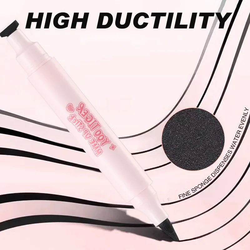 2 in 1 Eyeliner & Aegyo-sal Pen, Double Ended Waterproof Stamp Eyeliner Pencil, Smooth Shadow Liner for Natural Eye Makeup Qme