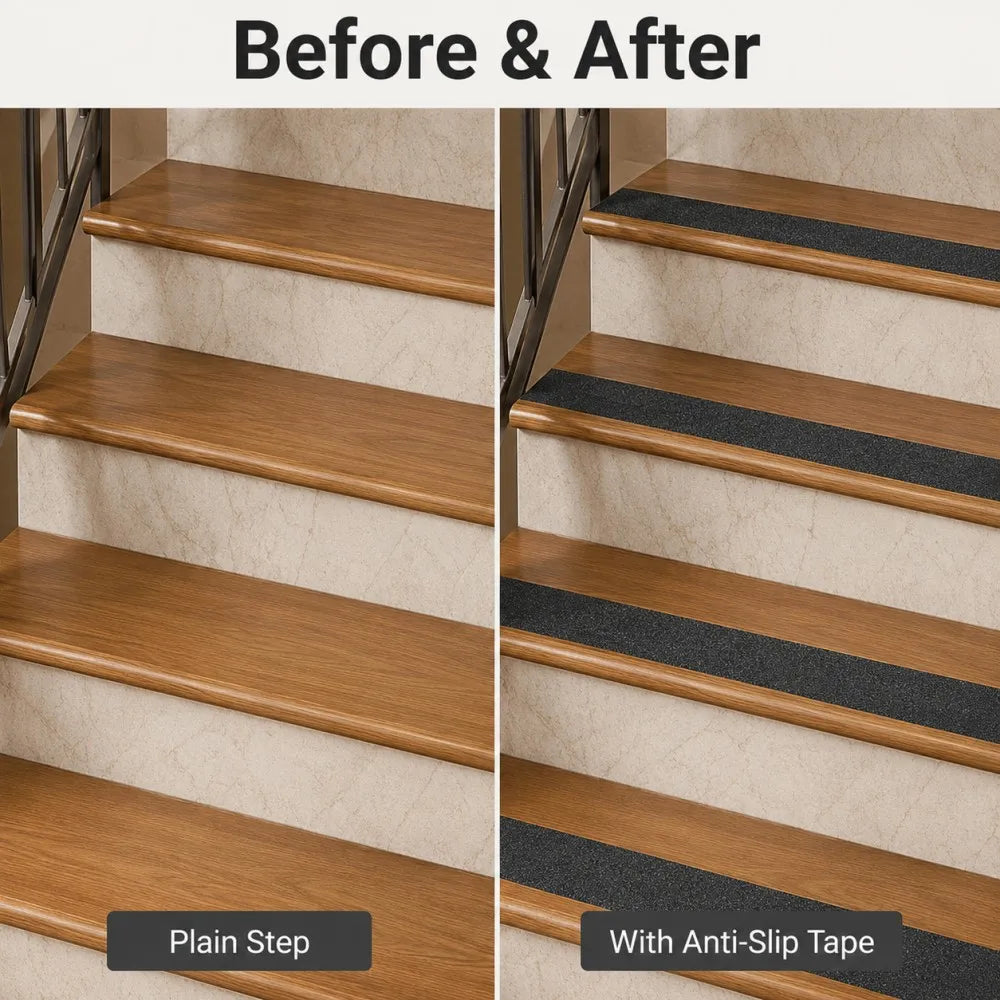5M Self Adhesive Anti Slip Tape PVC 5cm Width Waterproof Non Skid Grip Strip for Bathroom Shower Floor Tile Stair Steps Qme