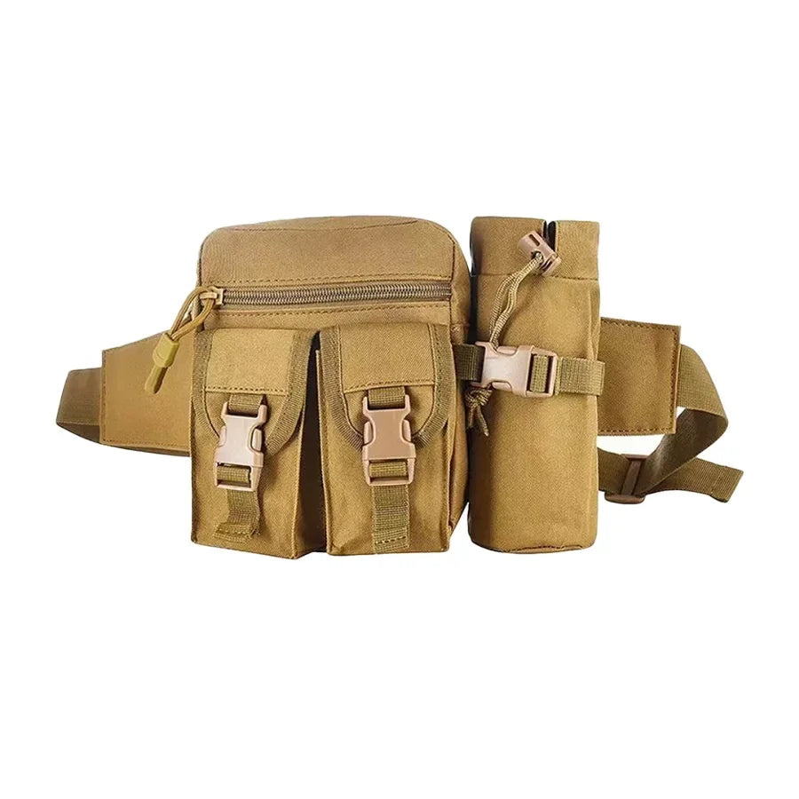Multi-sport water bottle waist bag is detachable and suitable for outdoor sports such as mountaineering, camping, and hiking Qme Mud color